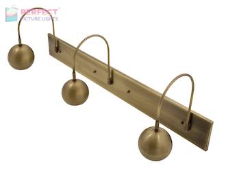 Direct Wire Halo triple shade LED picture light in antique brass