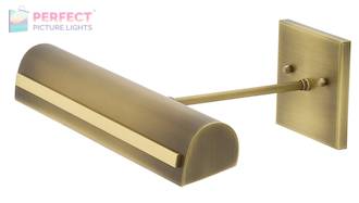 Directwire Traditional 14" LEDZ Picture Light with Strap Motif in Antique Brass